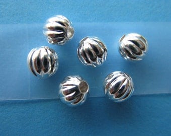 Pkg 100 3mm Silver Plated Corrugated Round Beads
