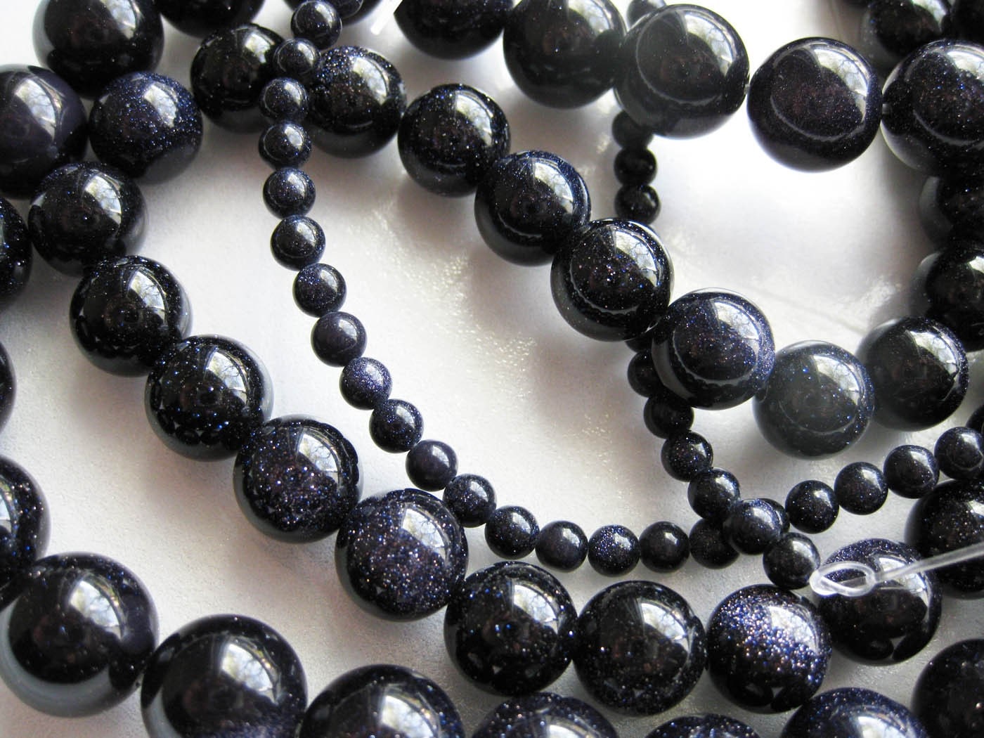 6mm Blue Goldstone Round Beads 16 inch strand