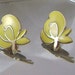 Sunny Yellow Enamel Modernist Vintage Earrings