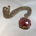 Vintage Red Faceted Necklace Garnet Red Crystals, Large Pendant Three Chain