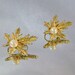 Vintage Earrings Capri Genuine Pearl Autumn Leaf