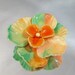 Vintage Shell Brooch Peach Mint Green Orange Flower