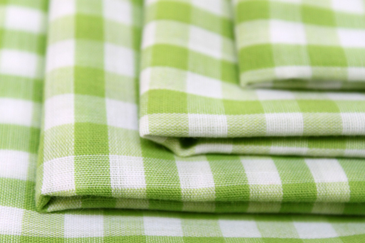 10 Green Gingham Cloth Picnic Napkins