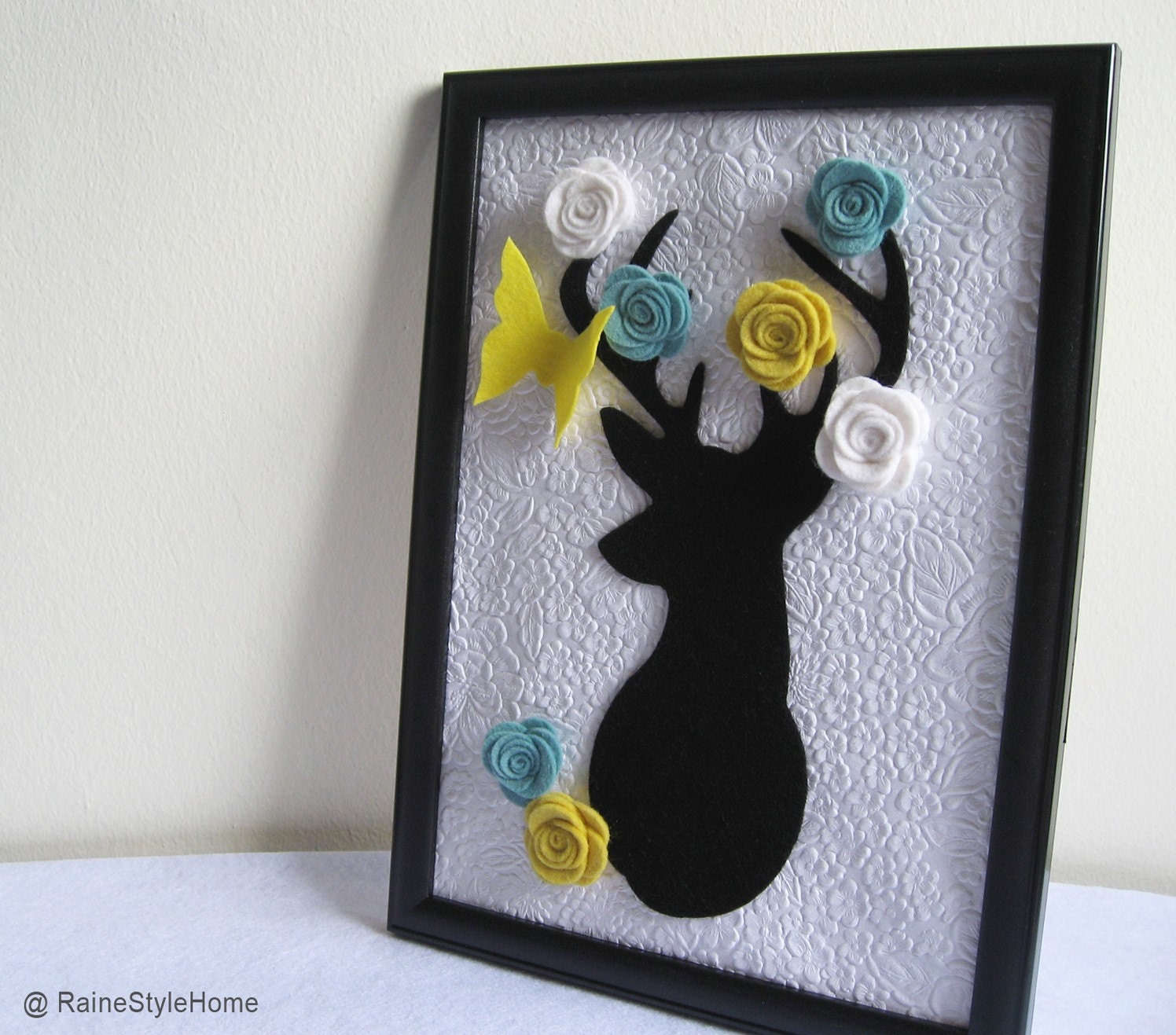 Framed Art Secret Garden. Deer Dreaming Of Spring Summer.