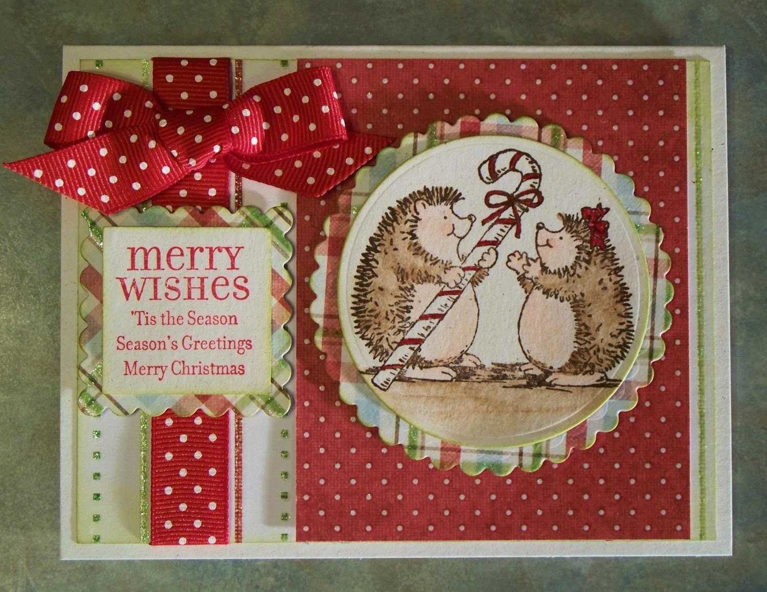 Hedgehogs Christmas Card Handmade using Stampin Up