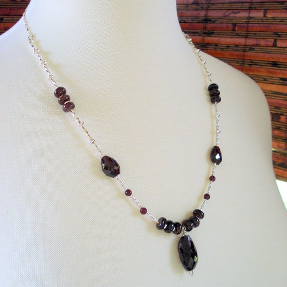 Reserved for Lori Garnet Gemstone Necklace with by JewelryByJacoby