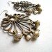 Glown - Beautiful antique bronze pendant green sage gold dust sparkle earrings