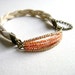 Shimmering - Faux ivory leather peach golden soft colors beads bracelet