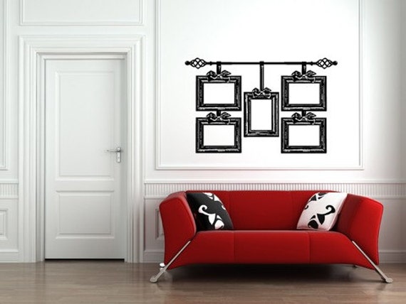 Wrought Iron Rod with Hanging Photo Frames with Ribbons