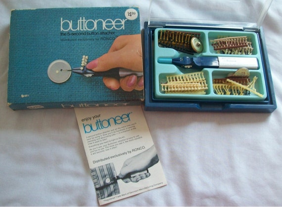 Vintage 1970's Ronco BUTTONEER Button Attacher