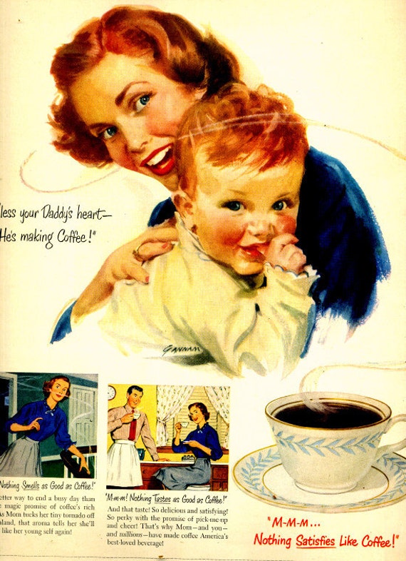 vintage 1950 mother baby coffee advertisement