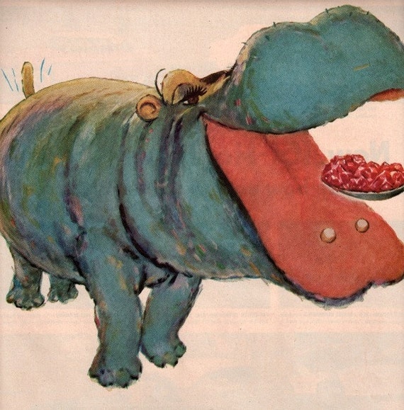 vintage hippo animal 1954 advertisement jello