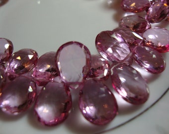 AAA Natural Pink Topaz Faceted Pear Briolettes One Matched Pair 10 mm