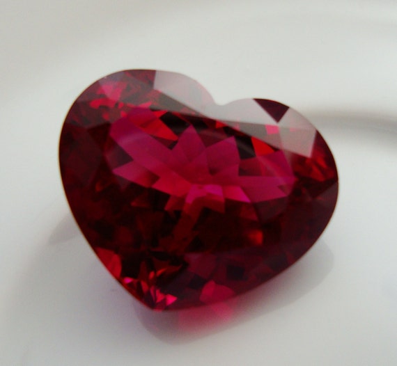 Crimson Red Topaz Fancy Heart Shape Concave Cut Focal by rubytrail