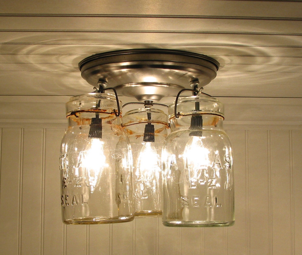 Mason jar ceiling light