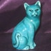Small 1960's Vintage Posing Aqua Blue Cat Figurine, Excellent Condition