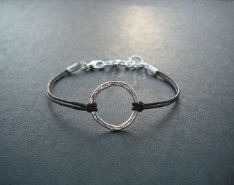 silver hoop bracelet - sterling silver plated
