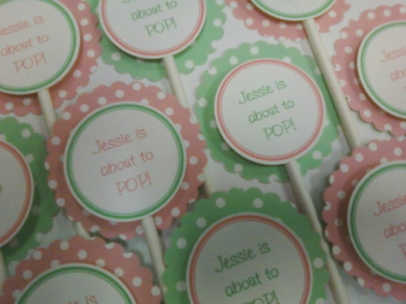 Cupcake Toppers - About to Pop theme Il_570xn