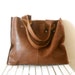 Oversize leather tote bag , for every day use - brown