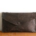 Leather envelope Clutch - Brown snake pattern