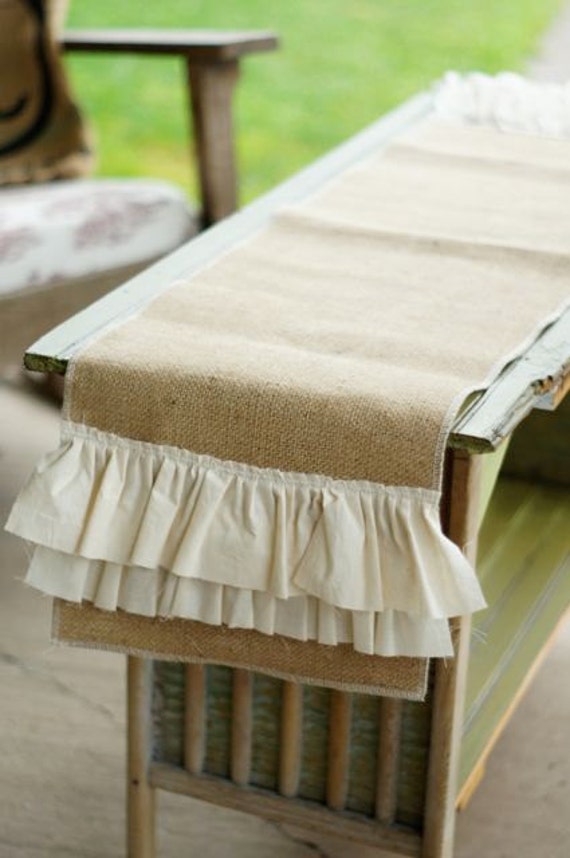 Burlap & Ruffle Table Runner