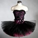 Custom size black and plum colored tulle corset prom dress