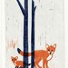 FOXES - Original Linocut Hand-Pulled Art Illustration Block Print 5 x 7 Woodland, Forest, Wall Art