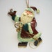 Christmas Ornament Tin Santa Wall Hanging Hand Painted Vintage