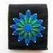 Black Needle Book with Royal Blue and Emerald Green Flower Handsewn