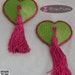 Green Heart Glitter Vinyl Pasties With Pink Rhinestones & Tassels - SugarKitty Corsets