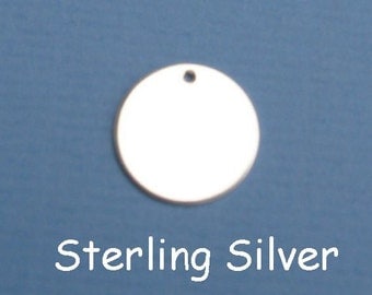 Sterling Silver Blanks All Metal Stamping Supplies Metal Blanks Hand Stamped Metal Jewelry Supplies Silver Disc Circle HOLE CHOOSE Disk SIZE
