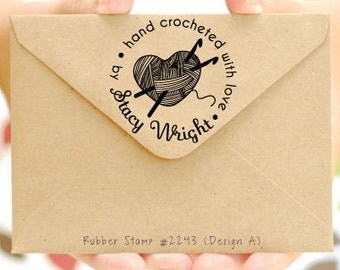 Personalized Crochet Stamp • Hand Crocheted with love by • Crocheted by • Created by • Handmade by Stamp (P2243)