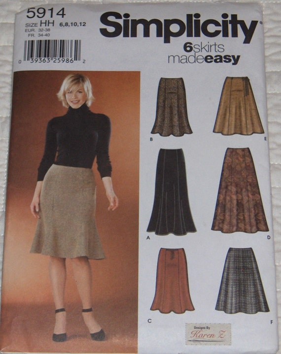 Simplicity Six Gore Skirt Flared or Tulip Hem Pattern 5914