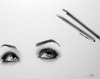 Eyes Pencil Drawing Fine Art Signed Print