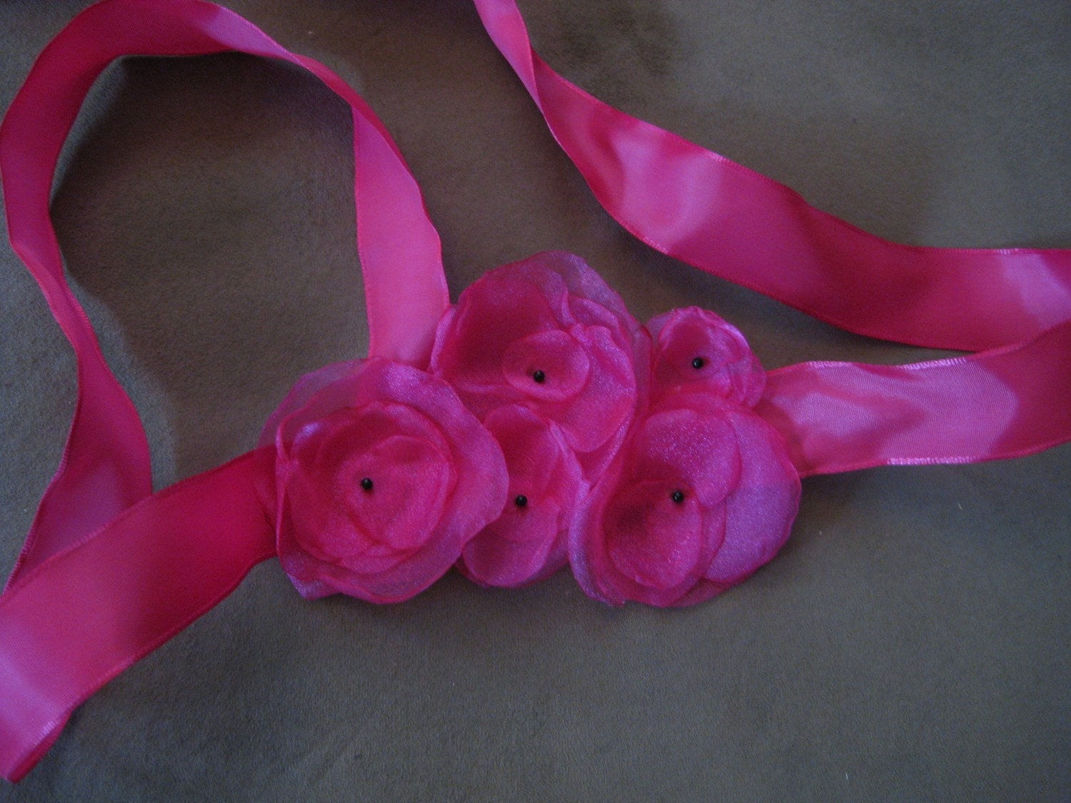 Items similar to Hot pink fabric flower belt sash on Etsy