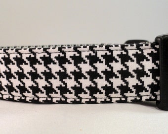 Awesome Black and White Houndstooth Dog Collar