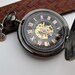 Personalized Watch, Black Mechanical Pocket Watch, Watch Chain, 2 Silver Letter Charms - Groomsmen Gift - Item MPW704-SSPC