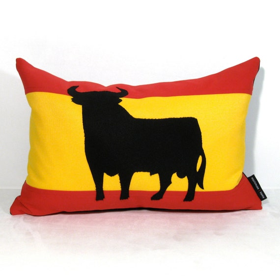 Spanish Flag Pillow Cover Decorative Throw Pillow by Mazizmuse