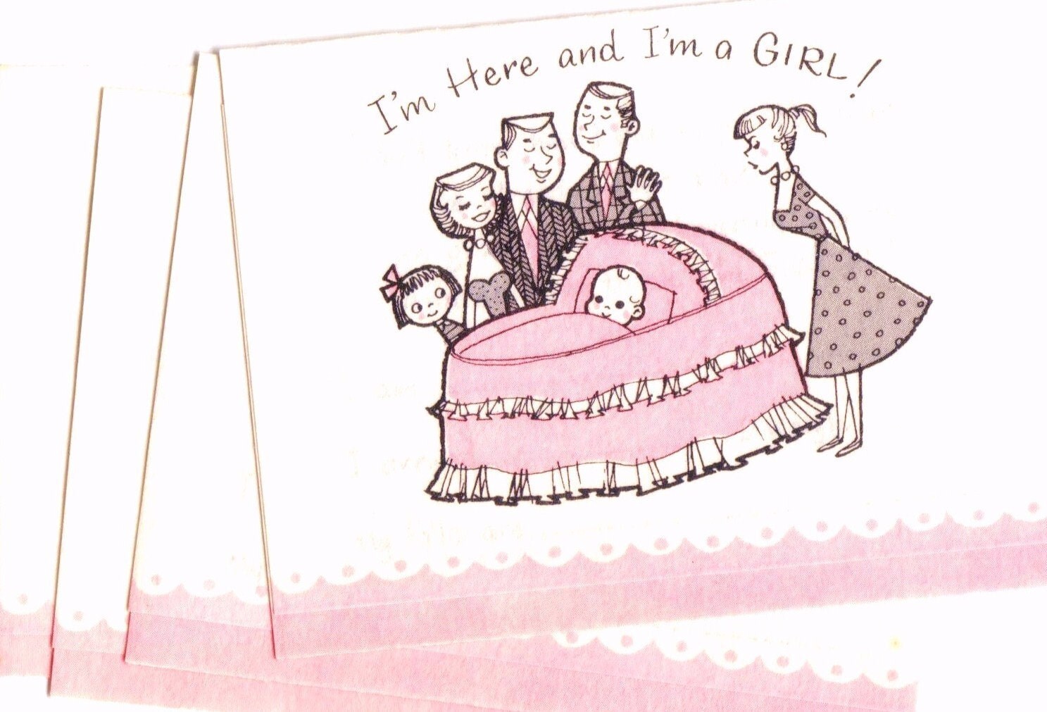 Vintage BIRTH ANNOUNCEMENT CARDS I'm Here by ArchipelagoVintage