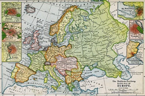 Items similar to 8x10 Print - Map, Europe in 1898 on Etsy