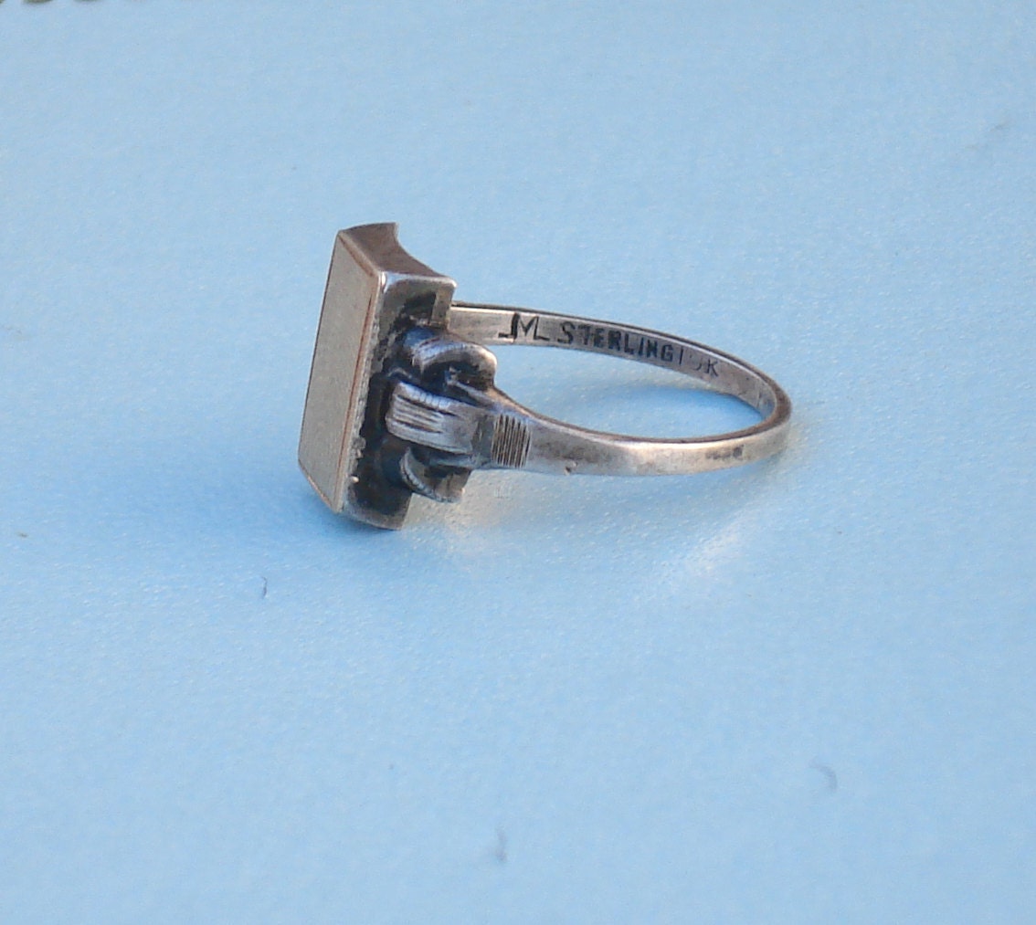 Art Deco Sterling Silver and Gold Ring