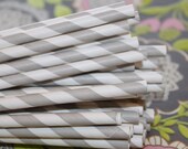 Paper Straws, 25 Grey Striped Paper Straws, Wedding, Graduation, Anniversary, Retro Paper Drinking Straws, Formal, Proms, Bridal, Gray Straw Il_170x135