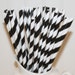 25 Paper Straws Chalkboard Black Striped Paper Straws with Printable Flags, Wedding, Graduation, Party, Made in USA