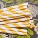 75 Yellow Striped Paper Drinking Straws with DIY Printable Flags. Wedding, Anniversary, Graduation
