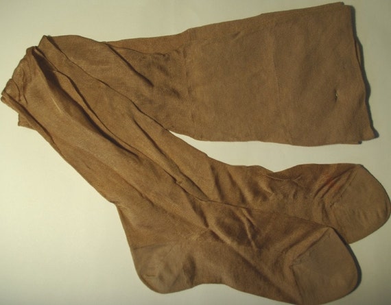 Taupey brown coloured rayon lisle stockings 1920s by kickshaw