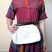 Leather Clutch / 1970s White Lucite Clasp Clutch / Italian Leather