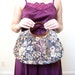 SALE-Tapestry Clutch / 1970s Woven Floral Purse / Lucite Handles