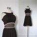 1960s Dress / 60s Brown Chiffon Beaded Evening Dress / Mini Dress (small S)