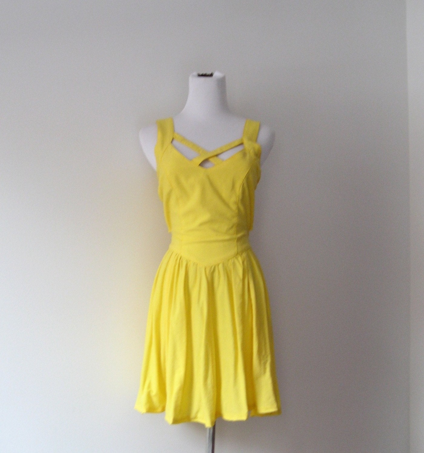 Yellow Sundress with Open Tie Back and Crisscross Front