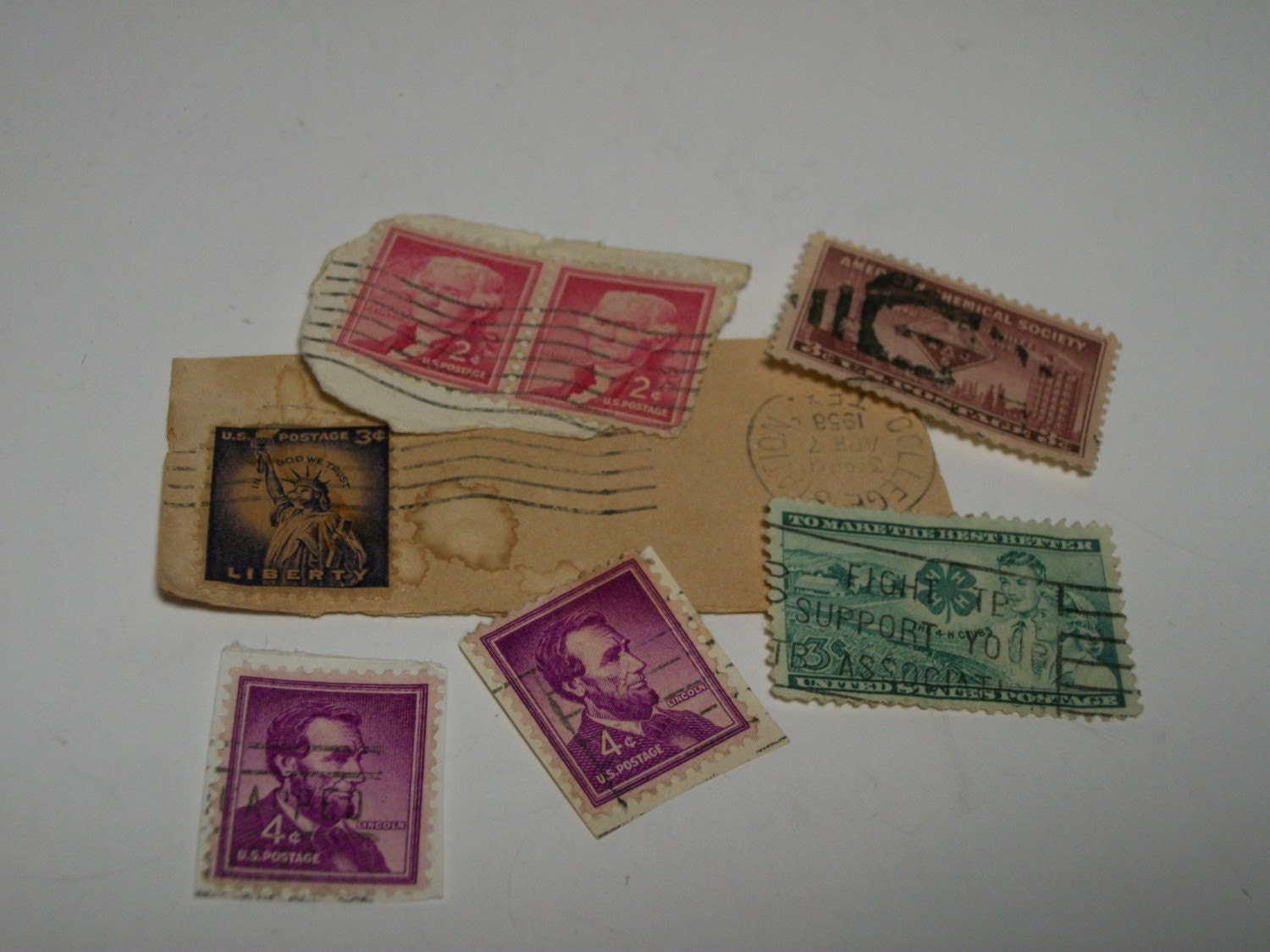Vintage US Cancelled Postage Stamps 1950's For by KatsVintageFinds